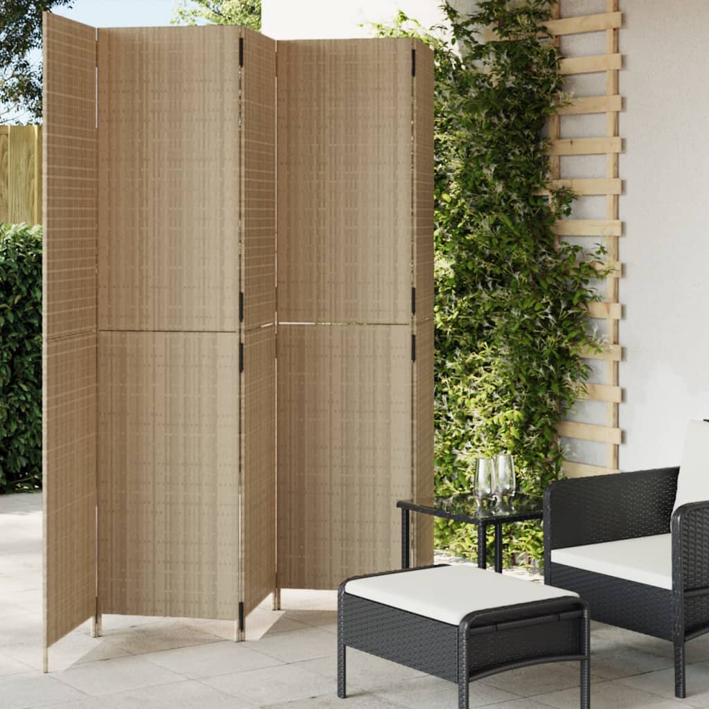 Cloison de séparation 5 panneaux beige résine tressée - XIOS