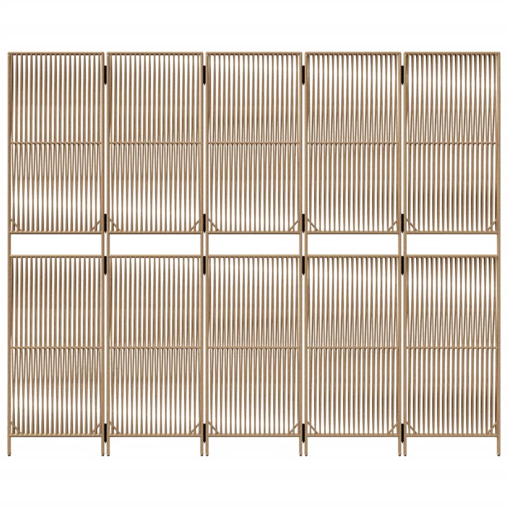 Cloison de séparation 5 panneaux beige résine tressée - XIOS