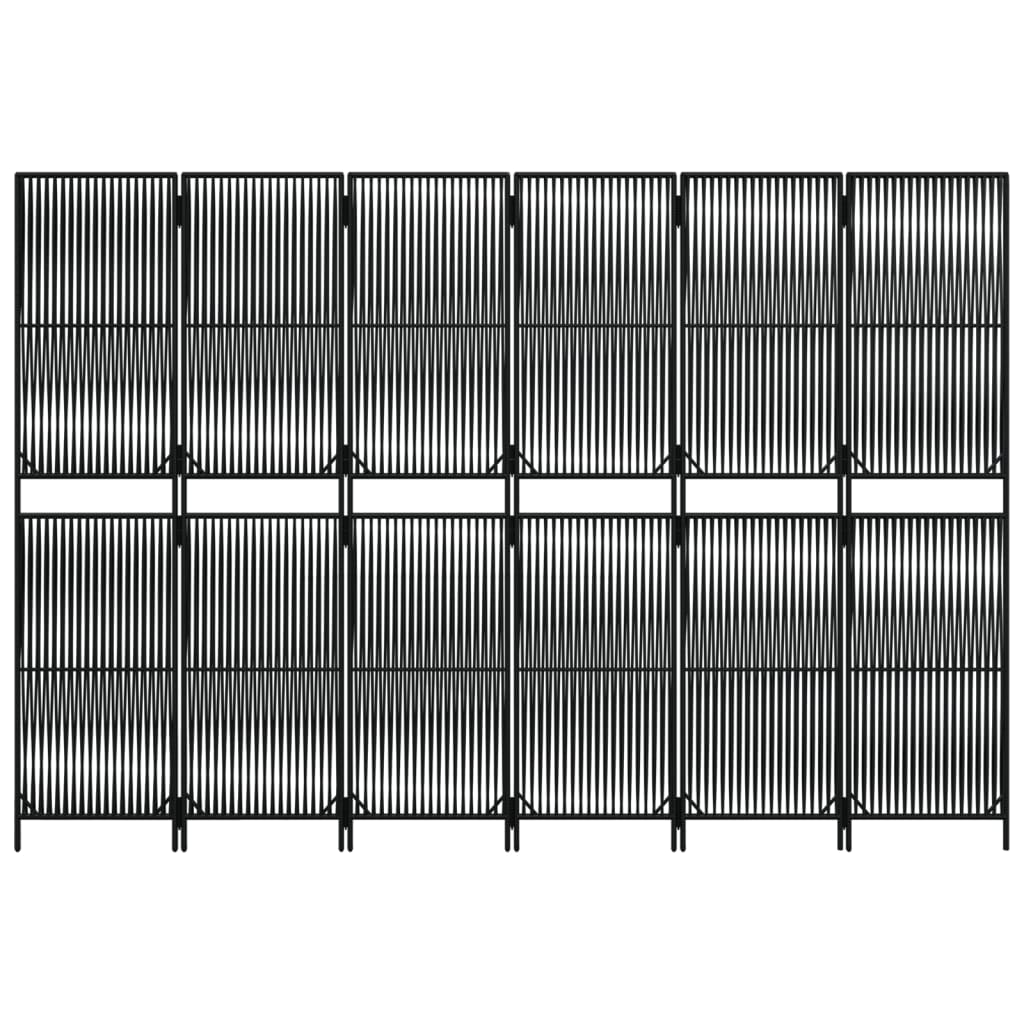 Cloison de séparation 6 panneaux noir résine tressée - XIOS