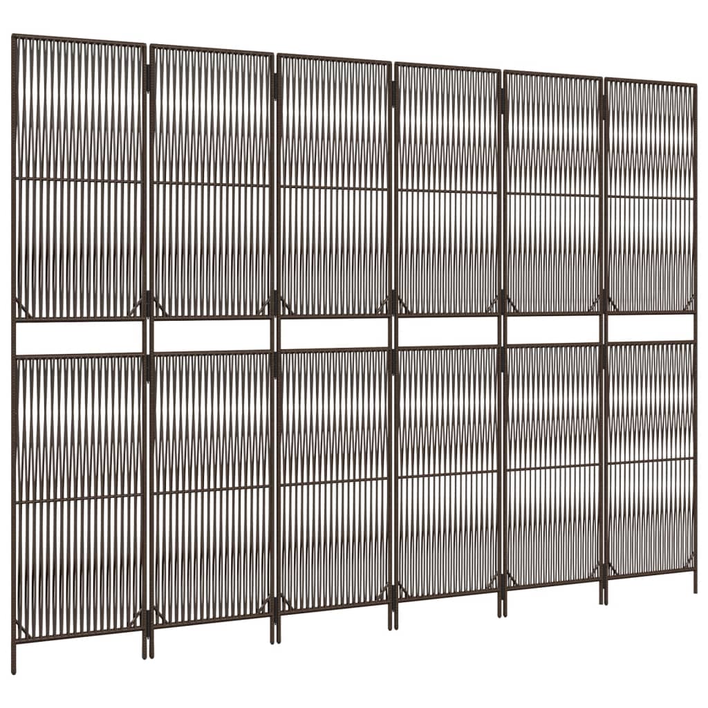 Cloison de séparation 6 panneaux marron résine tressée - XIOS