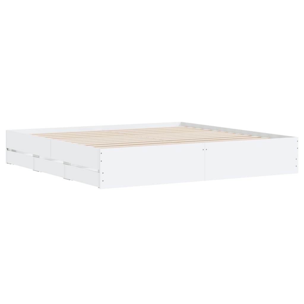 Cadre de lit avec tiroirs sans matelas blanc 200x200 cm - XIOS