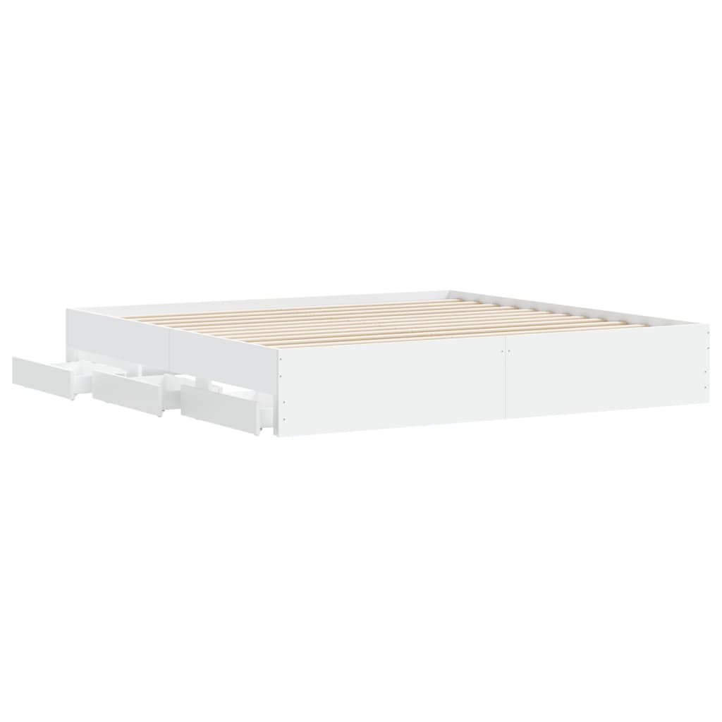 Cadre de lit avec tiroirs sans matelas blanc 200x200 cm - XIOS
