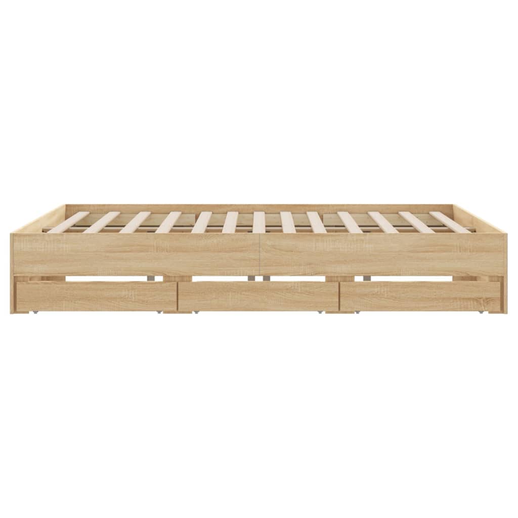 Cadre de lit avec tiroirs sans matelas chêne sonoma 200x200 cm - XIOS