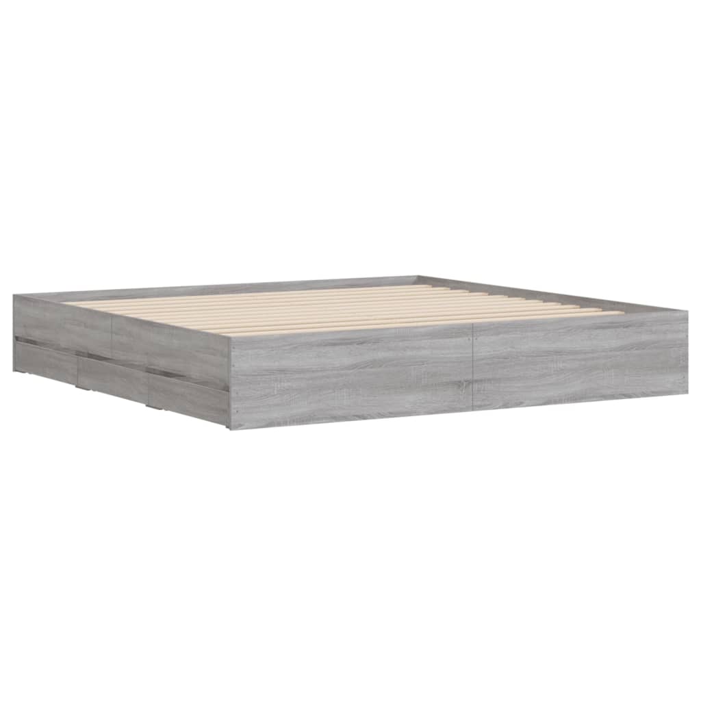 Cadre de lit avec tiroirs sans matelas sonoma gris 200x200 cm - XIOS