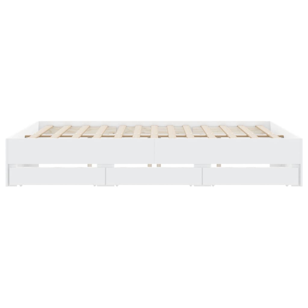 Cadre de lit avec tiroirs sans matelas blanc 180x200 cm