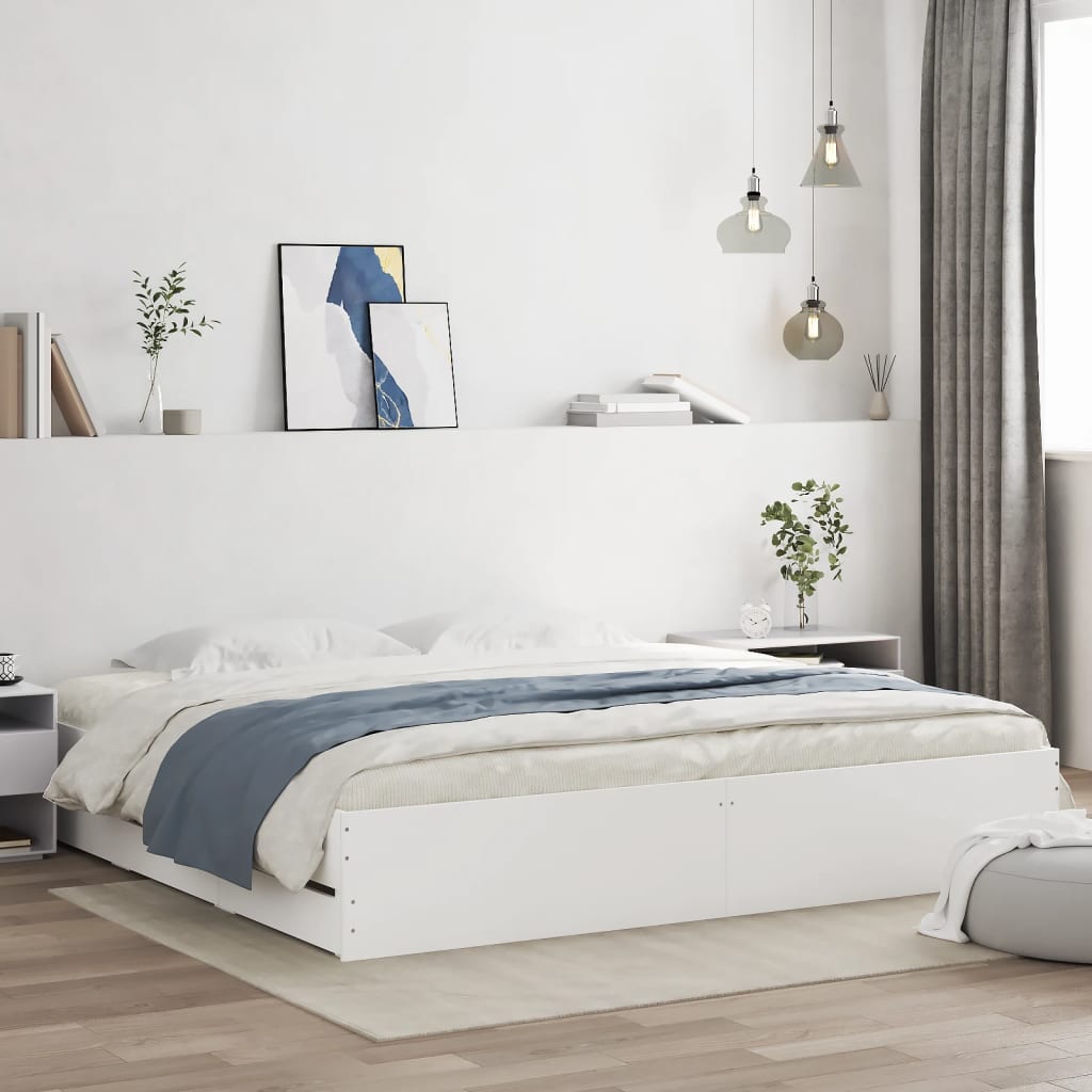 Cadre de lit avec tiroirs sans matelas blanc 180x200 cm - XIOS