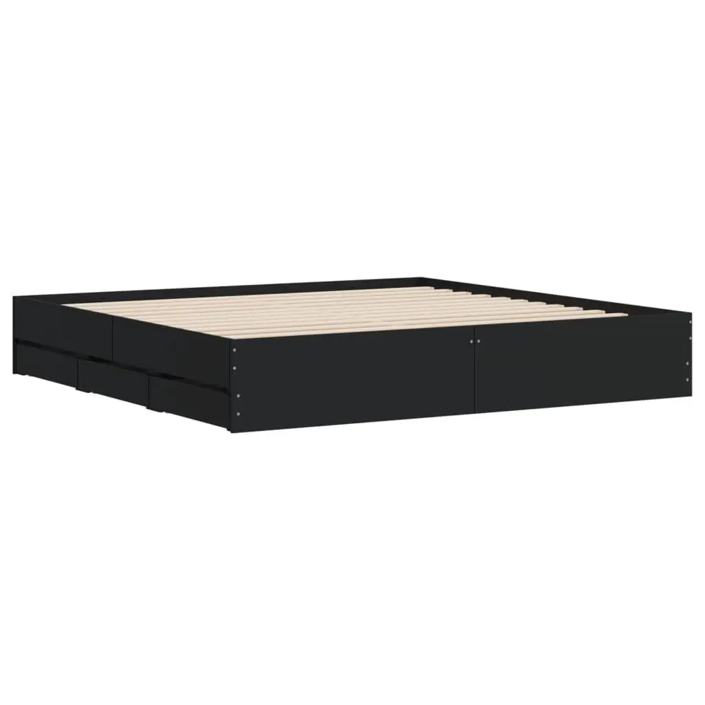 Cadre de lit avec tiroirs sans matelas noir 180x200 cm - XIOS