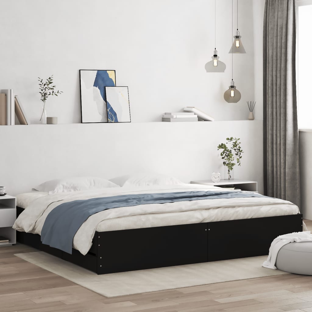 Cadre de lit avec tiroirs sans matelas noir 180x200 cm - XIOS