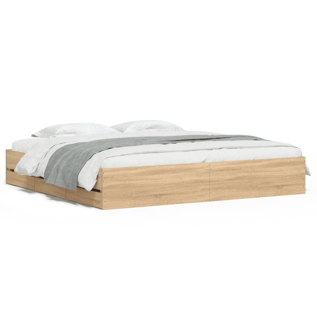 Cadre de lit avec tiroirs sans matelas chêne sonoma 180x200 cm - XIOS