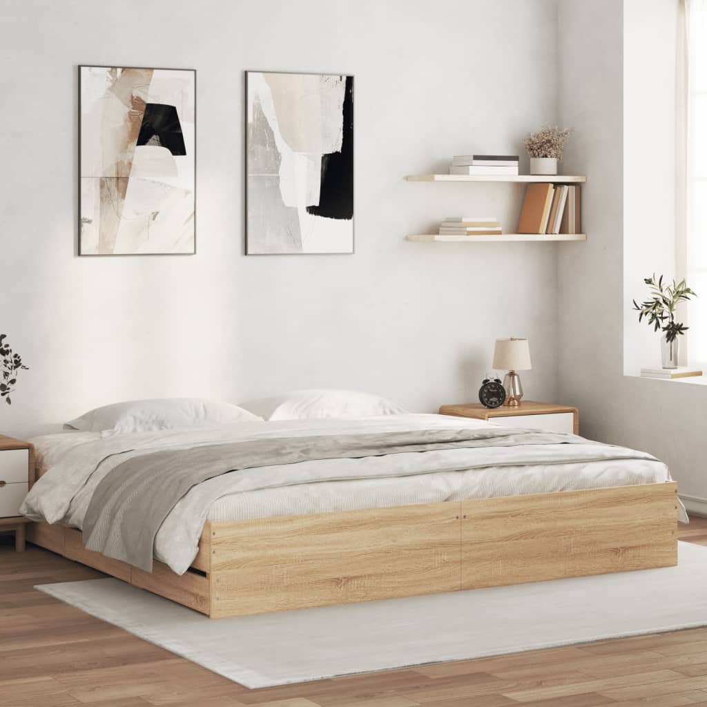 Cadre de lit avec tiroirs sans matelas chêne sonoma 180x200 cm - XIOS