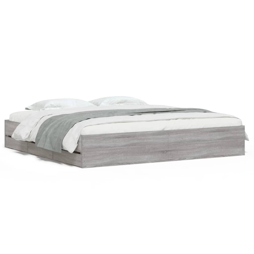 Cadre de lit avec tiroirs sans matelas sonoma gris 180x200 cm - XIOS