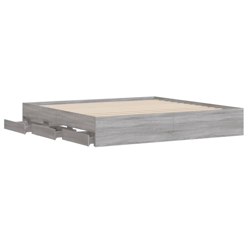 Cadre de lit avec tiroirs sans matelas sonoma gris 180x200 cm - XIOS