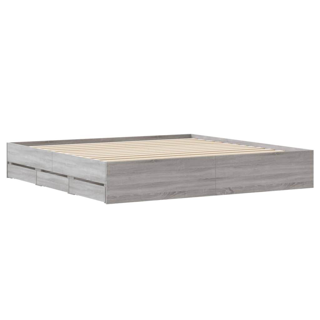Cadre de lit avec tiroirs sans matelas sonoma gris 180x200 cm - XIOS