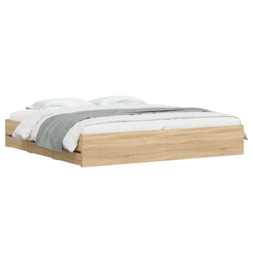 Cadre de lit avec tiroirs sans matelas chêne sonoma 160x200 cm - XIOS