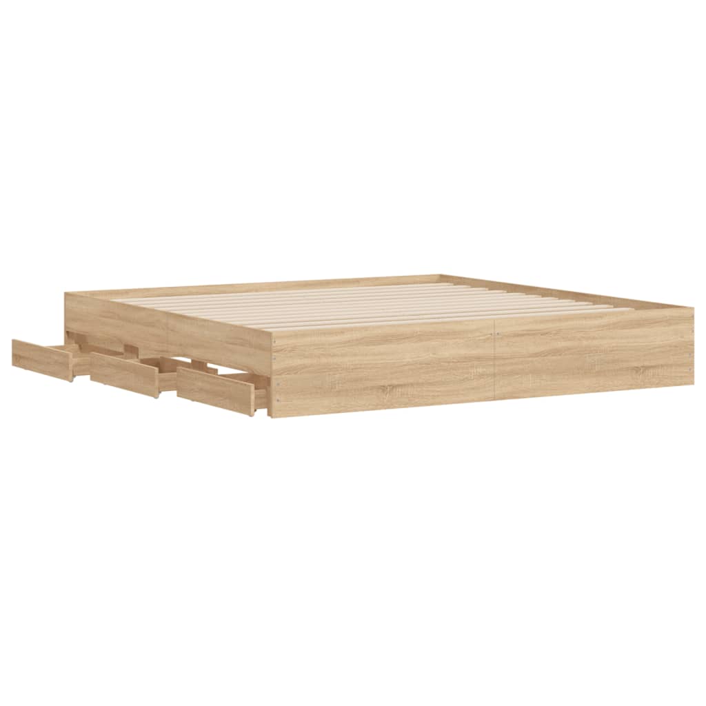 Cadre de lit avec tiroirs sans matelas chêne sonoma 160x200 cm - XIOS
