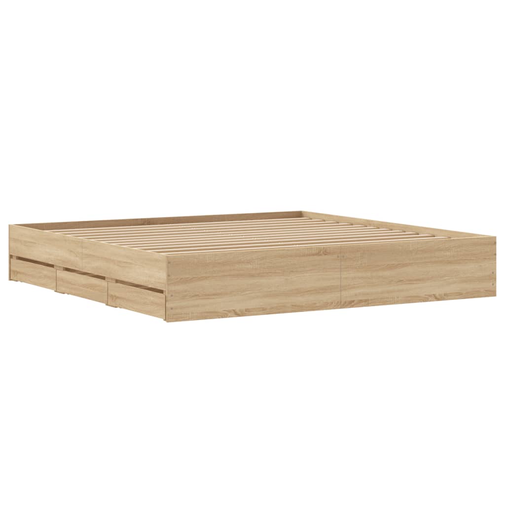 Cadre de lit avec tiroirs sans matelas chêne sonoma 160x200 cm - XIOS
