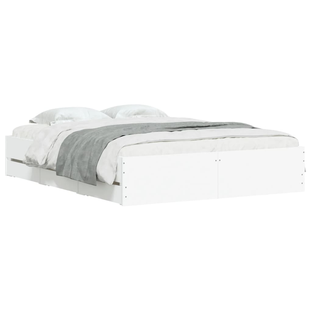 Cadre de lit avec tiroirs sans matelas blanc 150x200 cm - XIOS