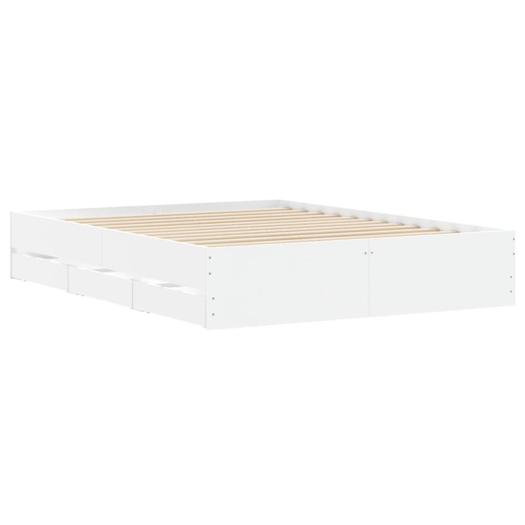 Cadre de lit avec tiroirs sans matelas blanc 150x200 cm - XIOS