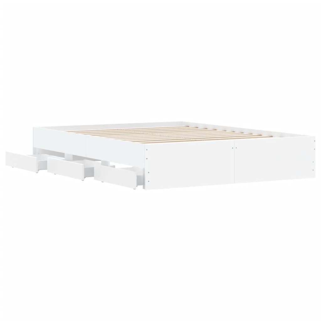 Cadre de lit avec tiroirs sans matelas blanc 150x200 cm - XIOS