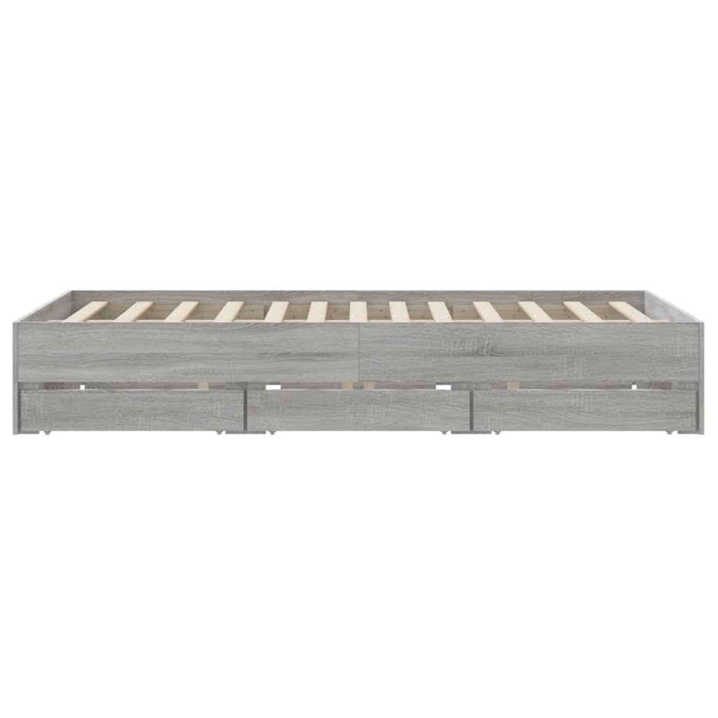 Cadre de lit avec tiroirs sans matelas sonoma gris 150x200 cm - XIOS