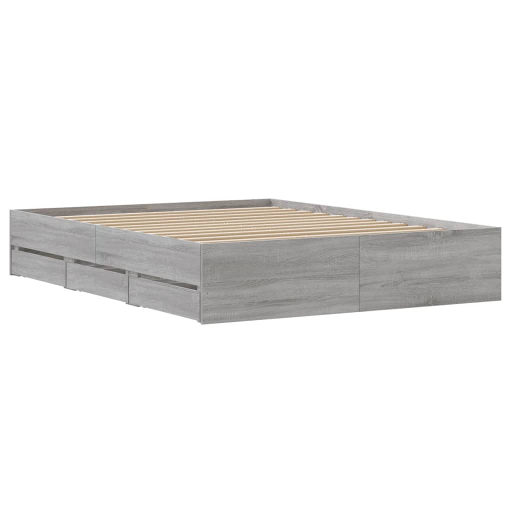 Cadre de lit avec tiroirs sans matelas sonoma gris 150x200 cm - XIOS