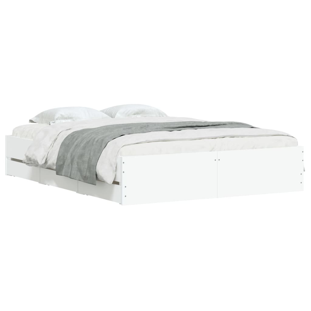 Cadre de lit avec tiroirs sans matelas blanc 140x200 cm - XIOS