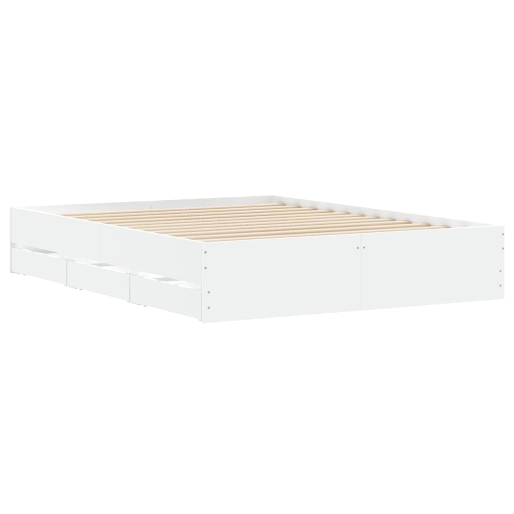 Cadre de lit avec tiroirs sans matelas blanc 140x200 cm - XIOS