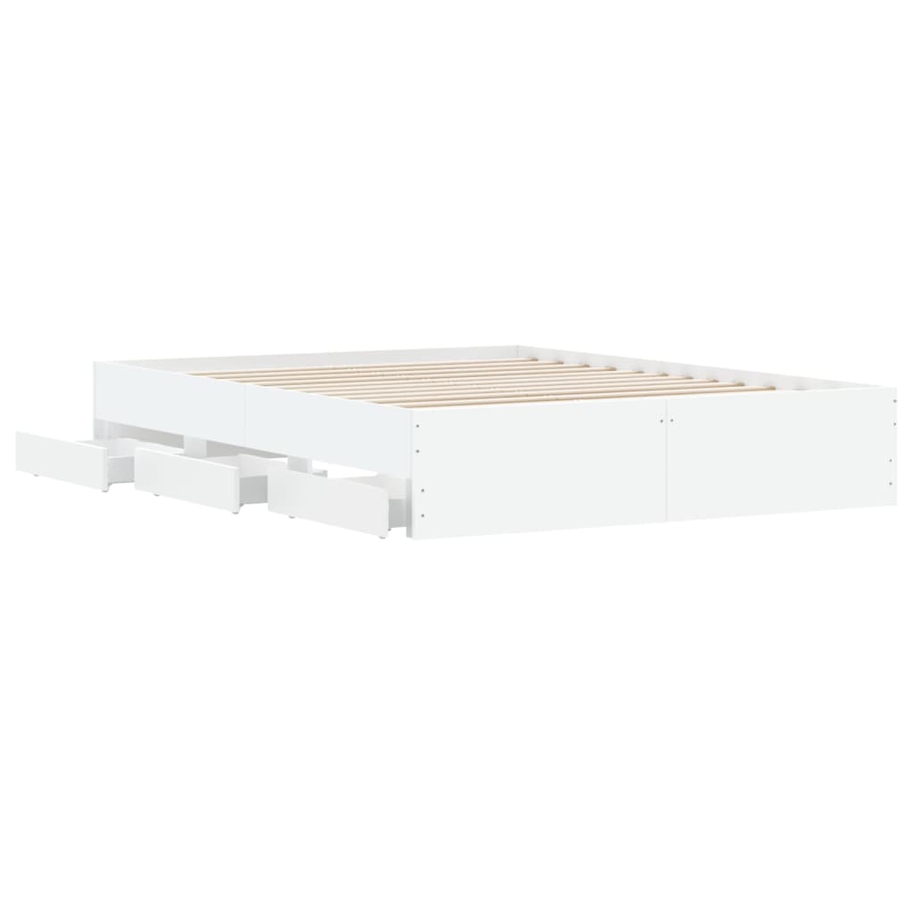 Cadre de lit avec tiroirs sans matelas blanc 140x200 cm - XIOS
