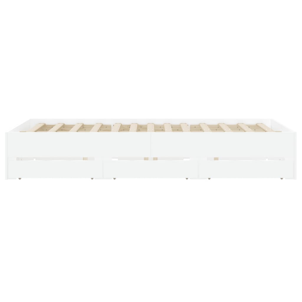 Cadre de lit avec tiroirs sans matelas blanc 140x200 cm - XIOS
