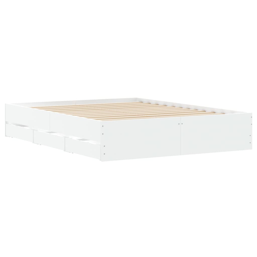 Cadre de lit avec tiroirs sans matelas blanc 140x200 cm - XIOS