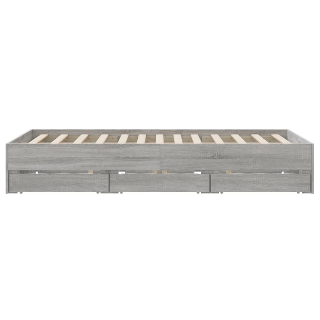 Cadre de lit avec tiroirs sans matelas sonoma gris 140x200 cm - XIOS
