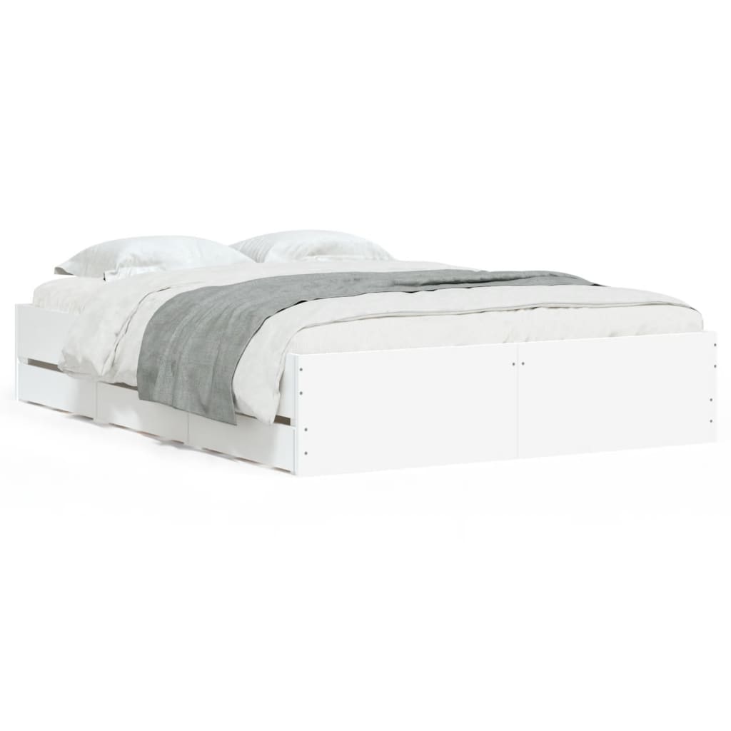 Cadre de lit avec tiroirs sans matelas blanc 120x200 cm - XIOS
