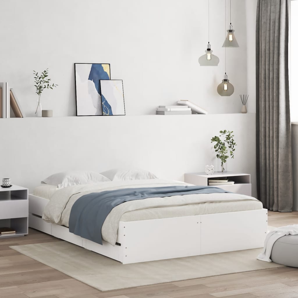 Cadre de lit avec tiroirs sans matelas blanc 120x200 cm - XIOS