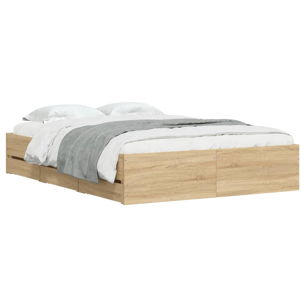 Cadre de lit avec tiroirs sans matelas chêne sonoma 120x200 cm - XIOS