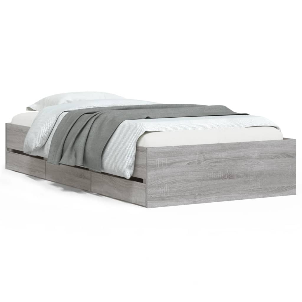 Cadre de lit avec tiroirs sans matelas sonoma gris 100x200 cm - XIOS