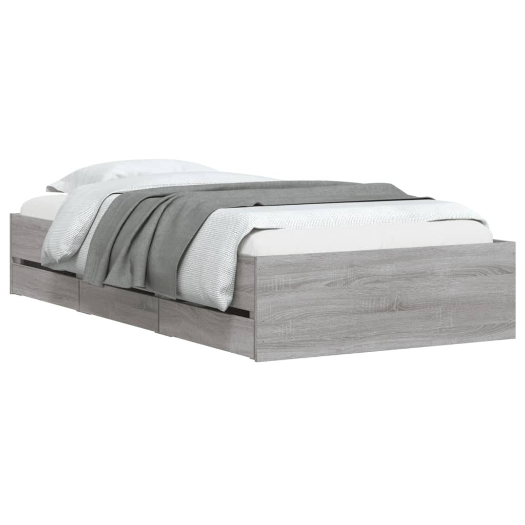Cadre de lit avec tiroirs sans matelas sonoma gris 100x200 cm - XIOS