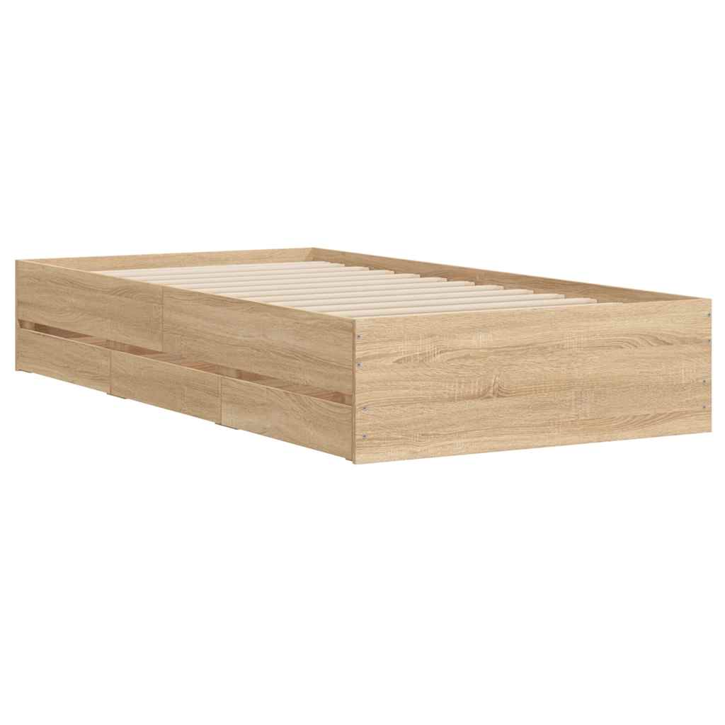 Cadre de lit avec tiroirs sans matelas chêne sonoma 90x200 cm - XIOS