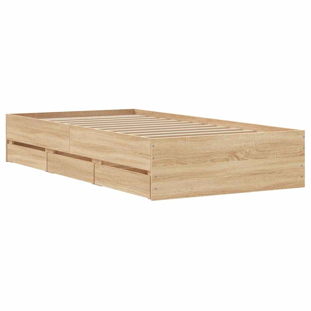 Cadre de lit avec tiroirs sans matelas chêne sonoma 90x200 cm - XIOS