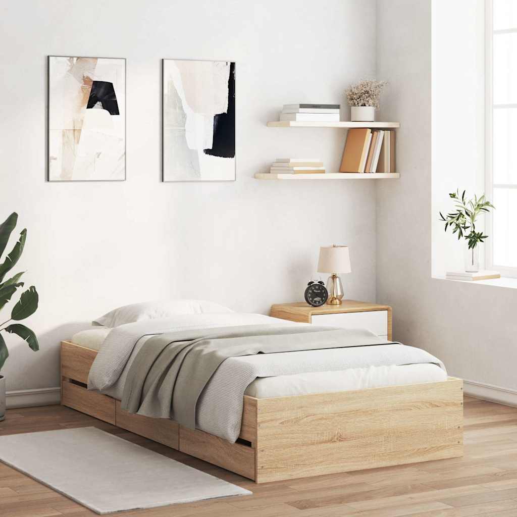 Cadre de lit avec tiroirs sans matelas chêne sonoma 90x200 cm - XIOS