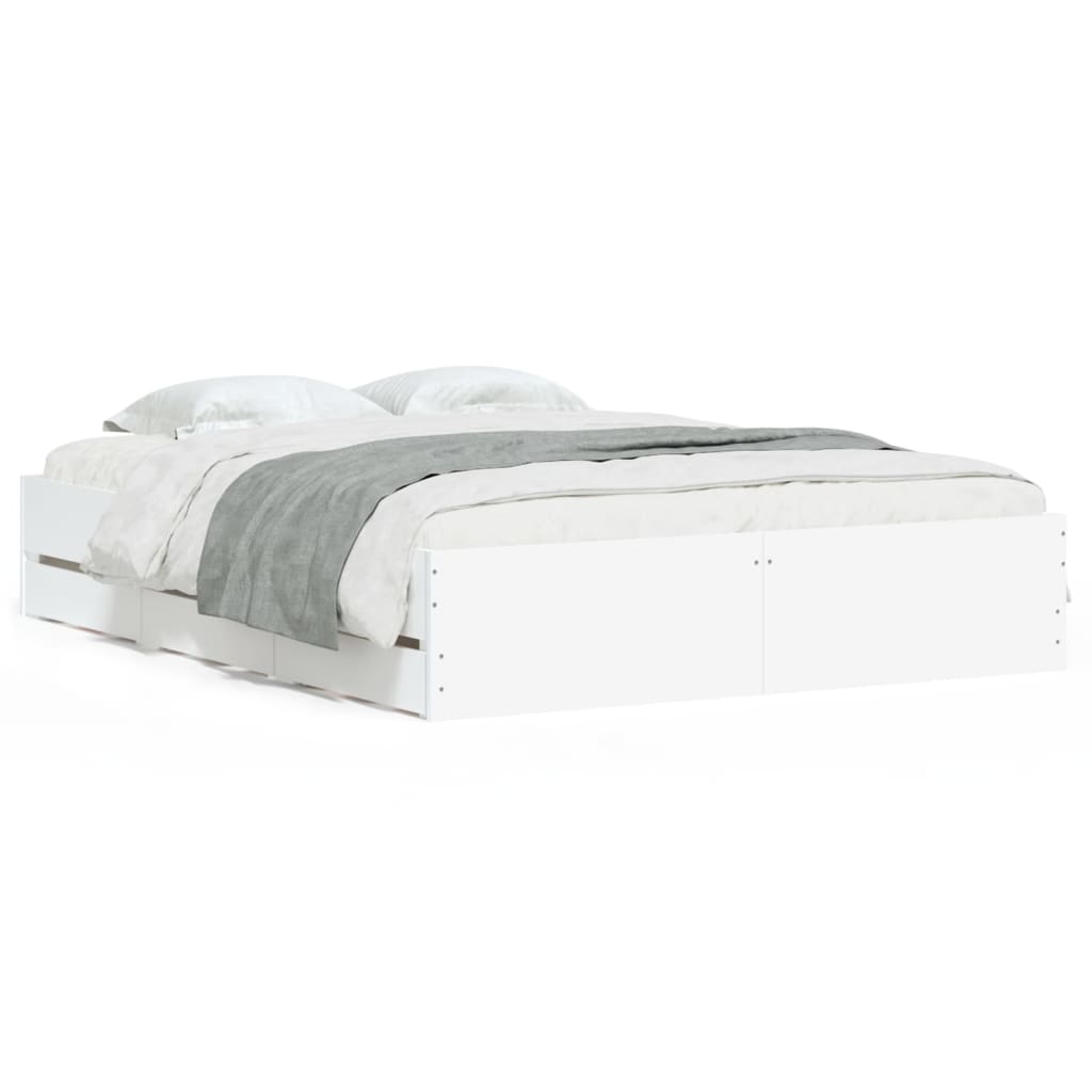 Cadre de lit avec tiroirs sans matelas blanc 140x190 cm - XIOS
