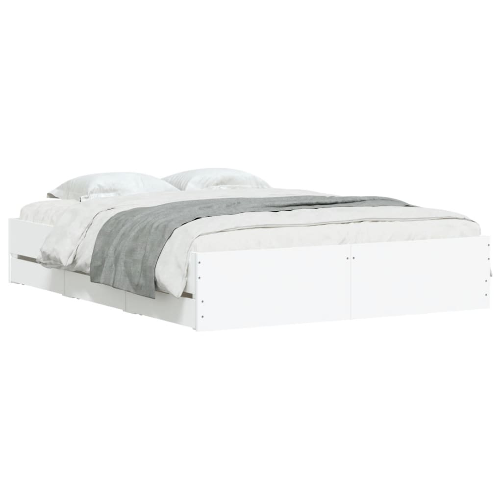 Cadre de lit avec tiroirs sans matelas blanc 140x190 cm - XIOS
