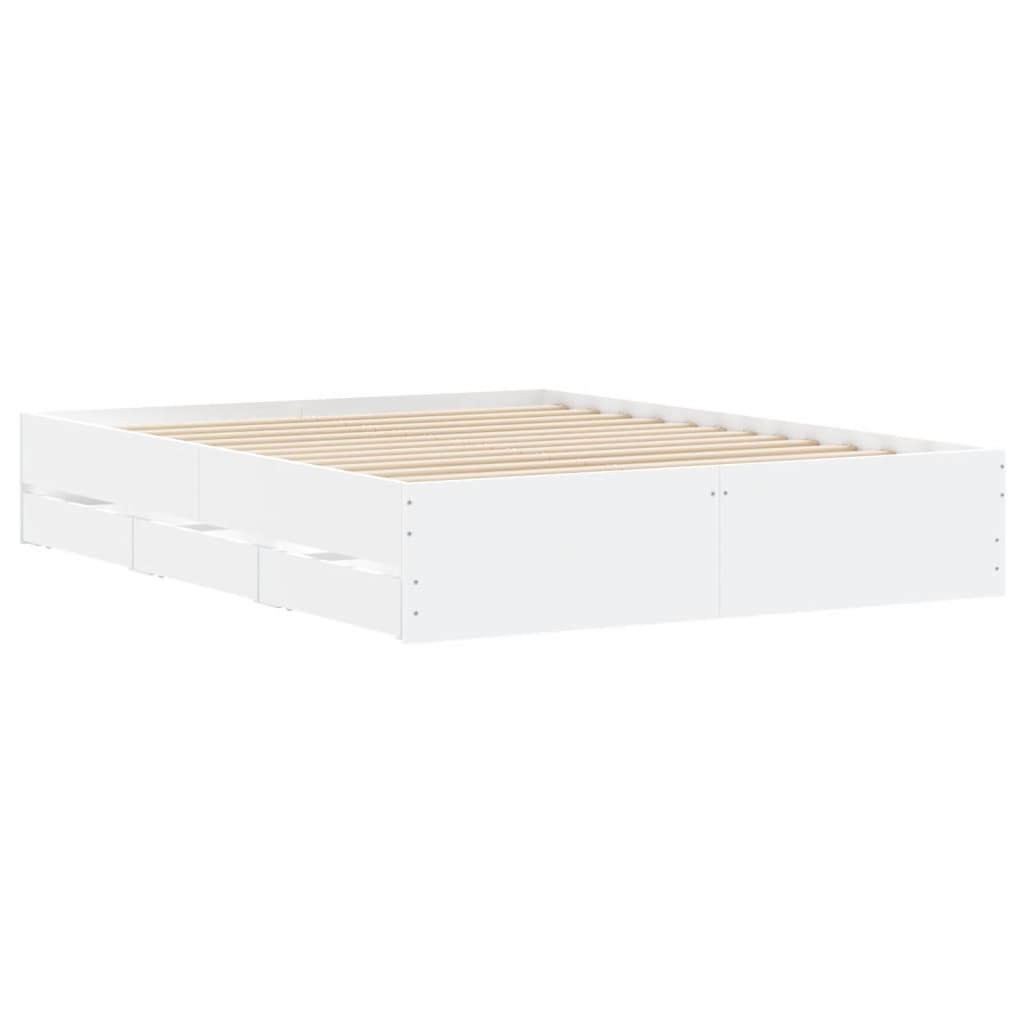 Cadre de lit avec tiroirs sans matelas blanc 140x190 cm - XIOS