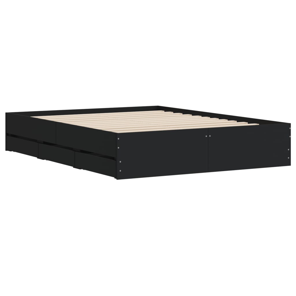 Cadre de lit avec tiroirs sans matelas noir 140x190 cm - XIOS