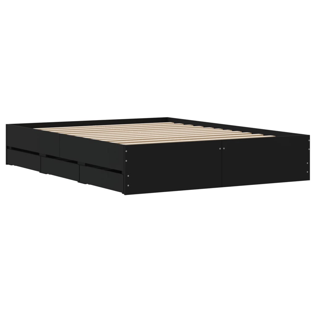 Cadre de lit avec tiroirs sans matelas noir 140x190 cm - XIOS