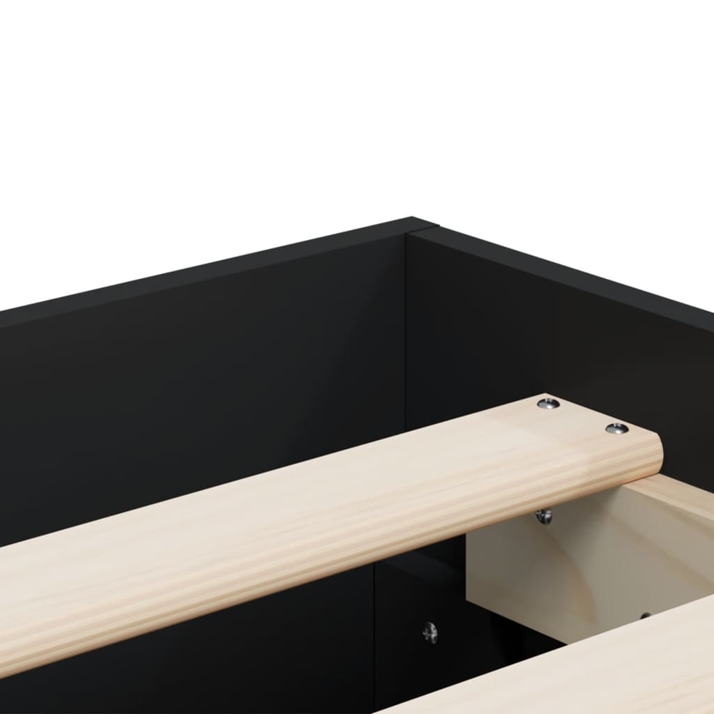 Cadre de lit avec tiroirs sans matelas noir 140x190 cm - XIOS