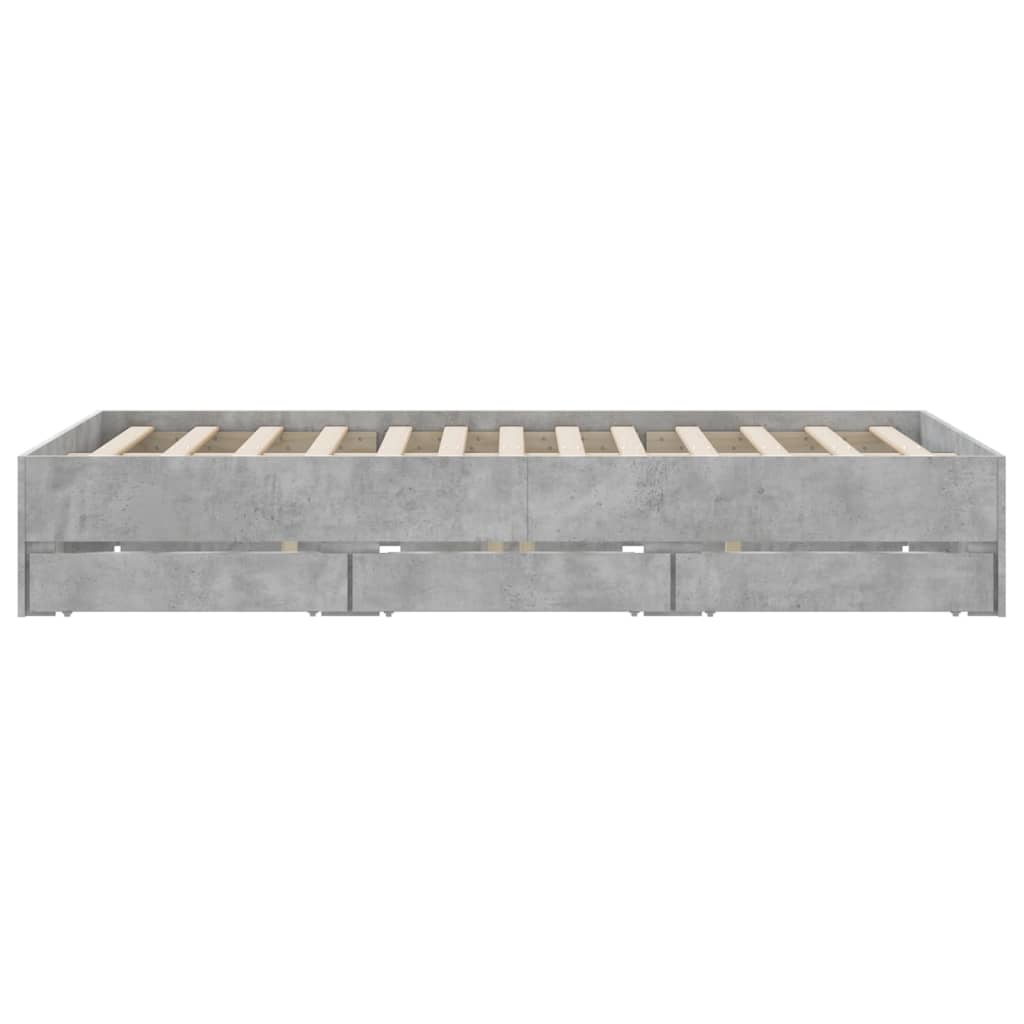 Cadre de lit avec tiroirs sans matelas gris béton 140x190 cm - XIOS