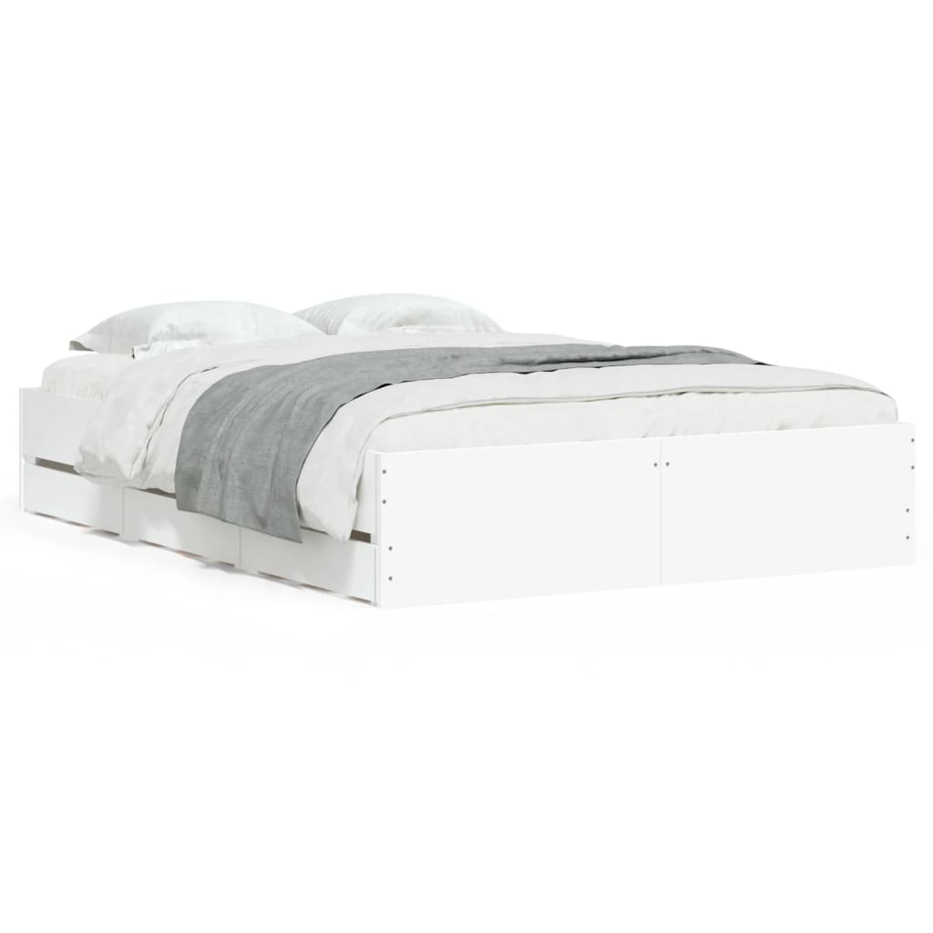 Cadre de lit avec tiroirs sans matelas blanc 135x190 cm - XIOS