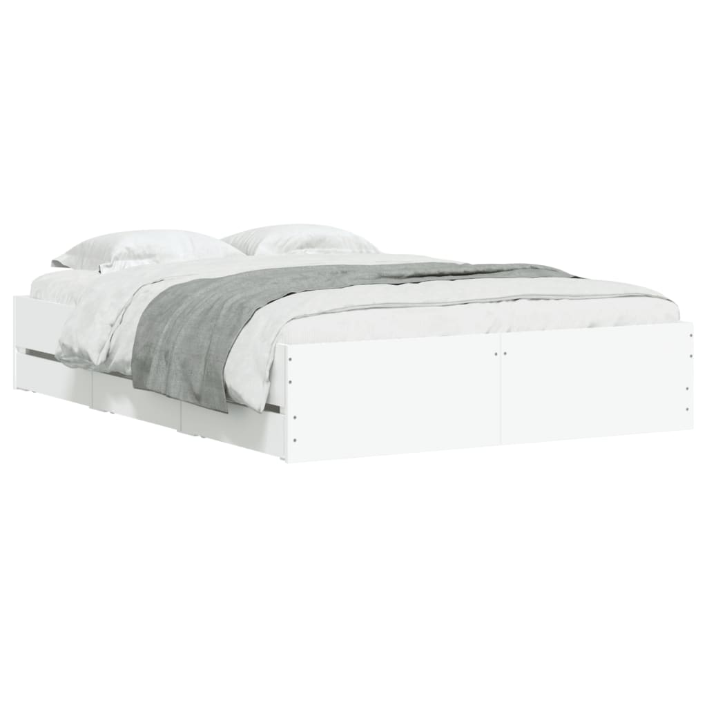 Cadre de lit avec tiroirs sans matelas blanc 135x190 cm - XIOS