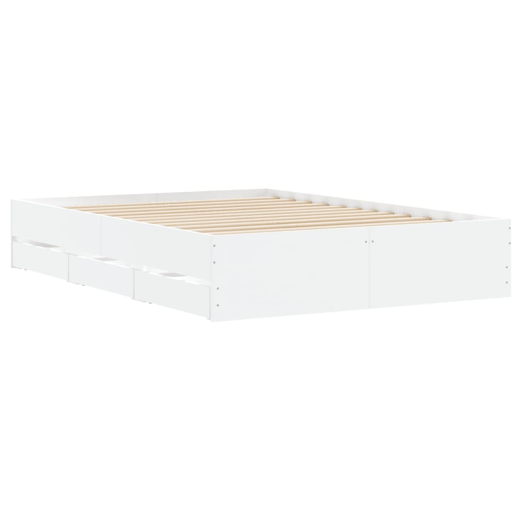 Cadre de lit avec tiroirs sans matelas blanc 135x190 cm - XIOS