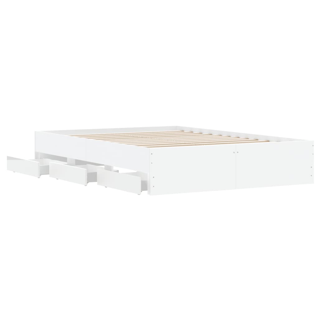 Cadre de lit avec tiroirs sans matelas blanc 135x190 cm - XIOS
